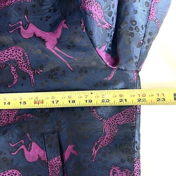 BERTIGO lan Animal Impala & Cheetah Jacquard  Bomber Jacket Navy Blue / Purple S - Picture 14 of 15